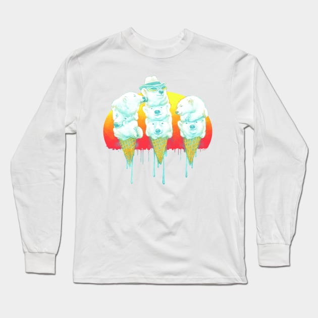 Polar Bear Ice Cream Cones Long Sleeve T-Shirt by Mudge